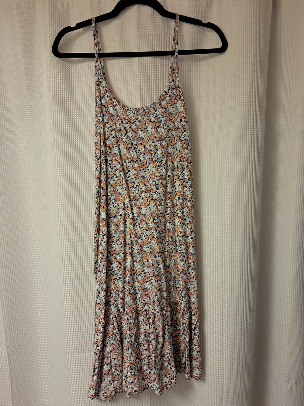 Women’s Floral Spaghetti Strap Midi Dress in Peach and Blue